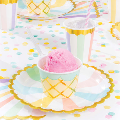 Pastel Celebrations Scalloped Dinner Plates 96 ct