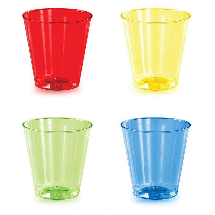 2 oz Assorted Color Plastic Shot Glasses 192 ct