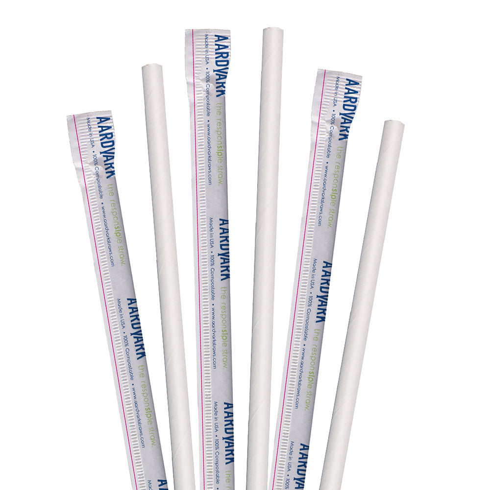 7.75" Wrapped White Jumbo Paper Straws - 4100 ct.