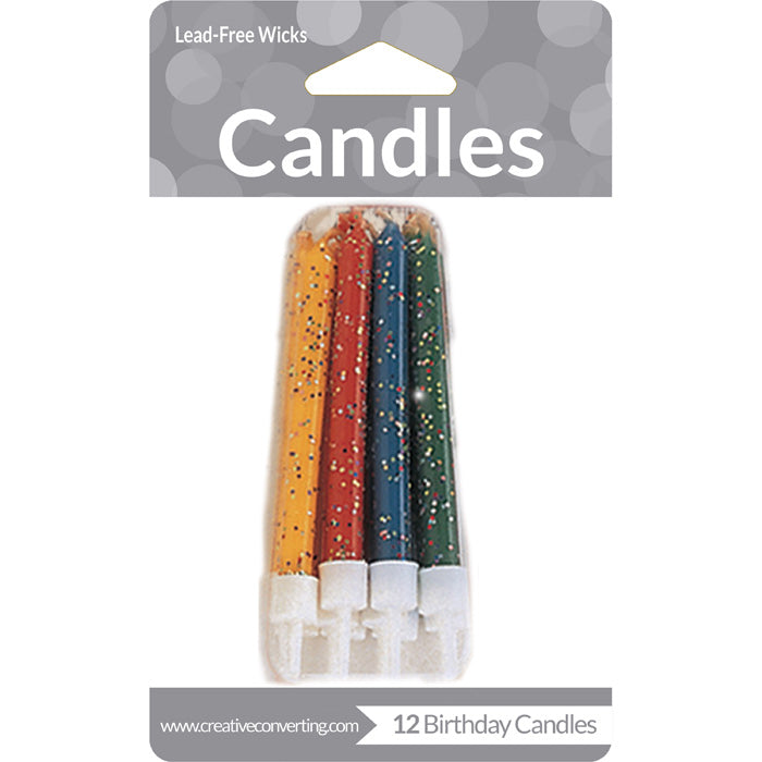 Assorted Glitter Candles 72 ct