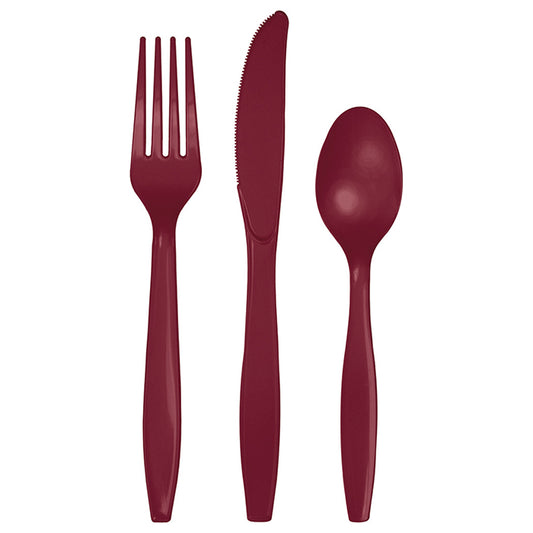 Burgundy Assorted Plastic Cutlery 288 ct