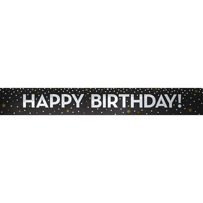 Gold and Silver Happy Birthday Foil Banners 12 ct