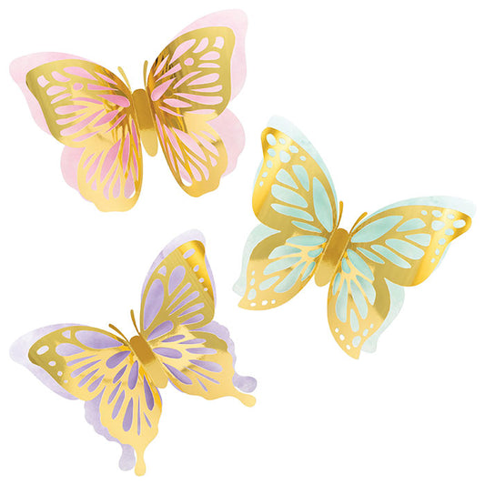 Golden Butterfly Wall Decor 18 ct