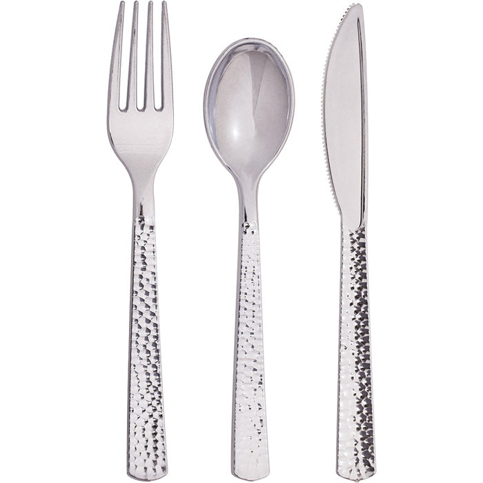 Metallic Silver Hammered Assorted Cutlery 288 ct